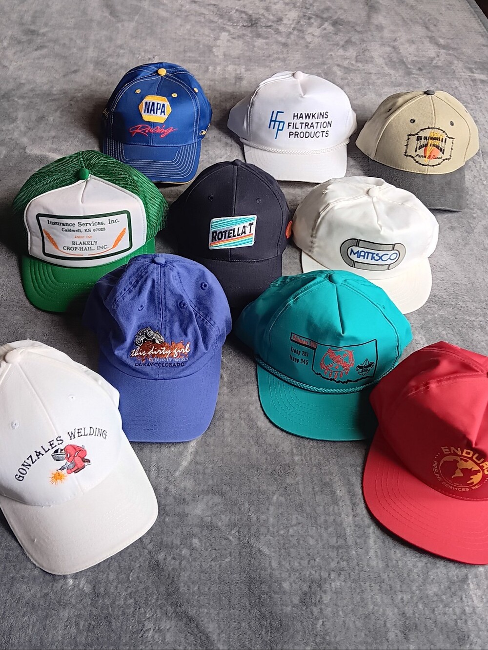 Vintage Baseball Cap Hat Lot Of 10, 90s 1990s Retro Trucker Mechanic Bundle - Picture 7 of 10